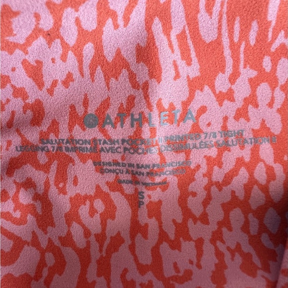 Athleta Women's S Pink and orange Patterned Leggings yoga running athletic pants - Picture 5 of 9